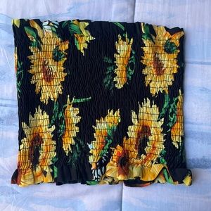 Sunflower Printed Bandeau Tube Top Floral Strapless Bustier Ruched Boho Women’s